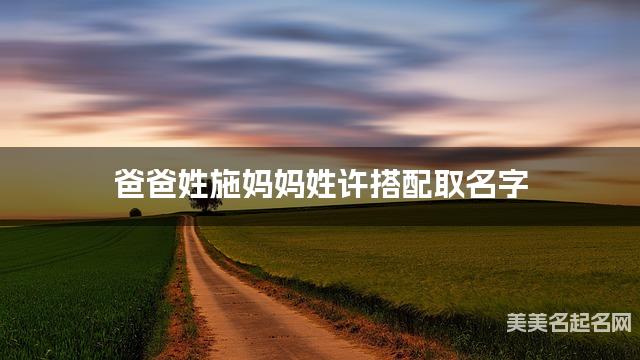 爸爸姓施妈妈姓许搭配取名字