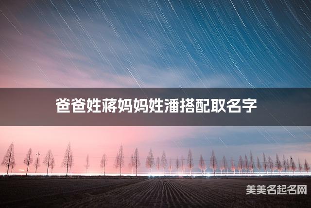 爸爸姓蒋妈妈姓潘搭配取名字