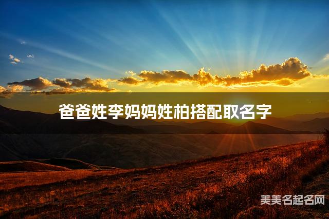 爸爸姓李妈妈姓柏搭配取名字
