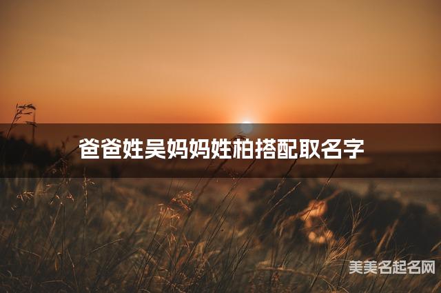 爸爸姓吴妈妈姓柏搭配取名字