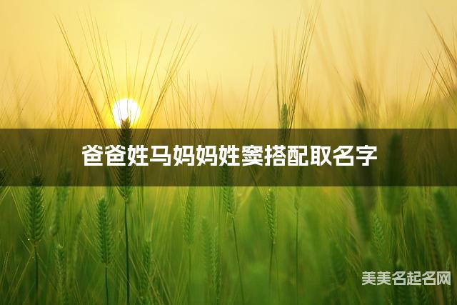 爸爸姓马妈妈姓窦搭配取名字