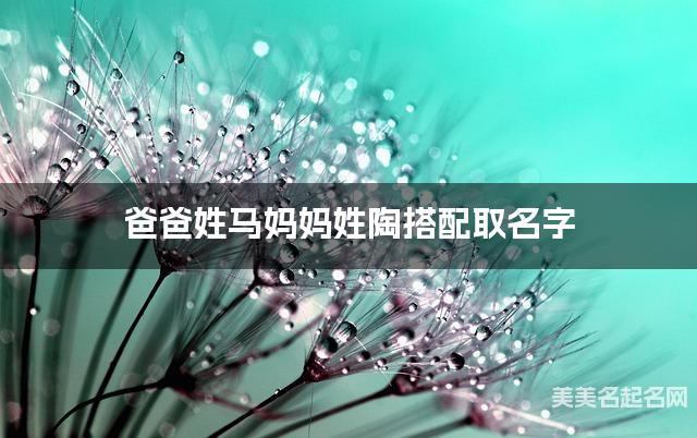 爸爸姓马妈妈姓陶搭配取名字